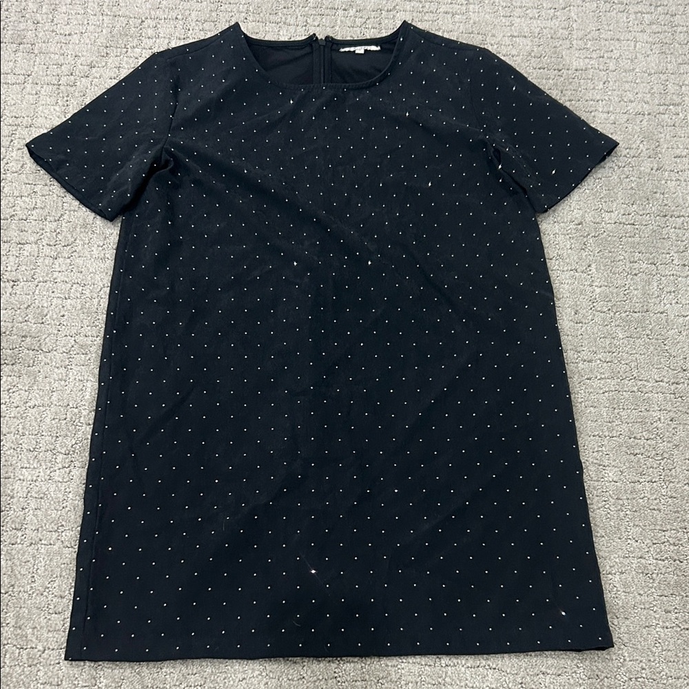 Z Supply Black Short Sleeve Shift Dress with Silver Dot Detail